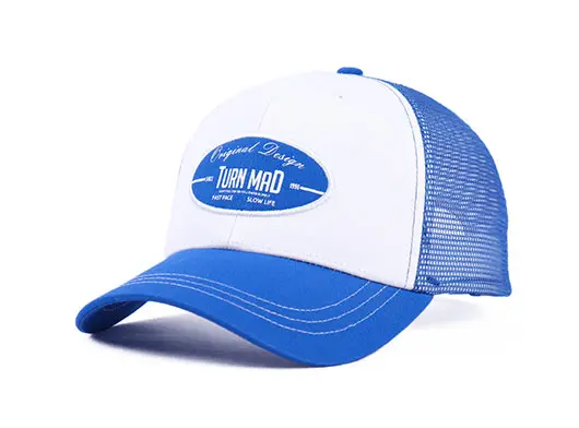 white and blue mens mesh trucker caps