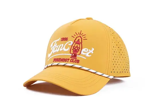 yellow trucker hat with rope