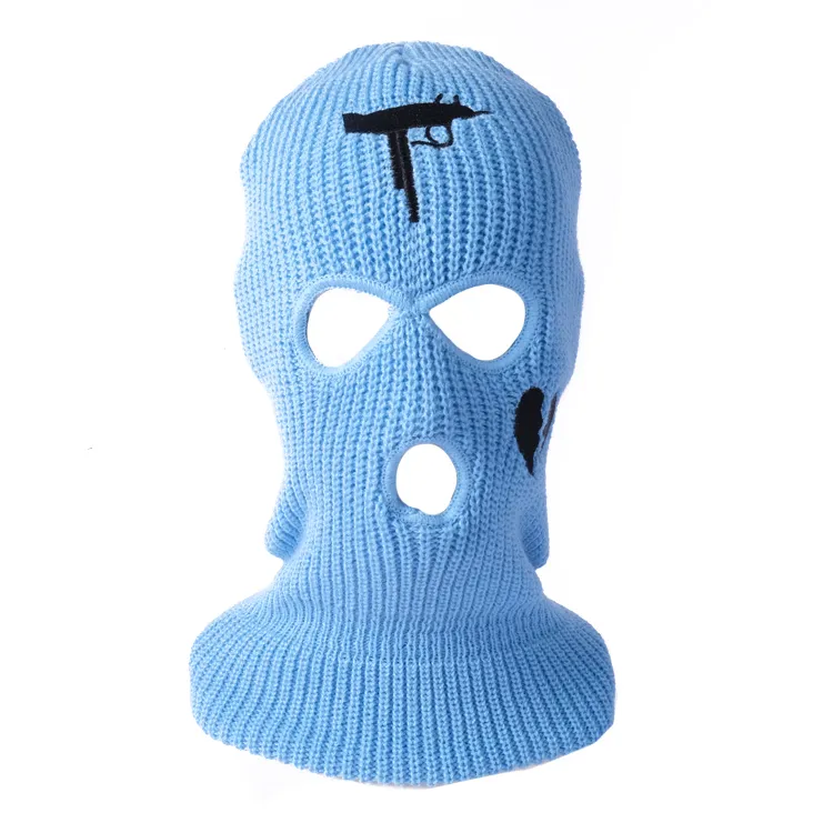 blue knitted balaclava