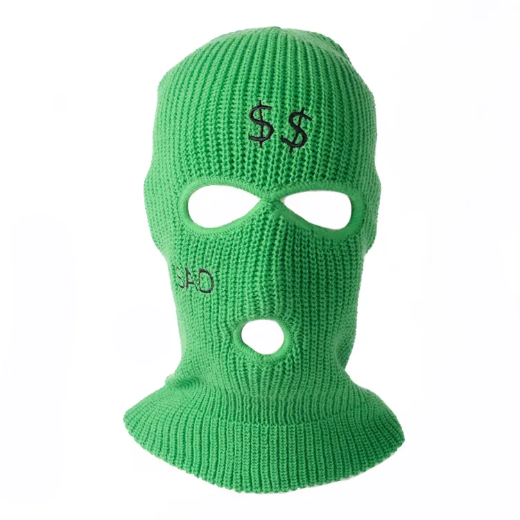 green knitted balaclava