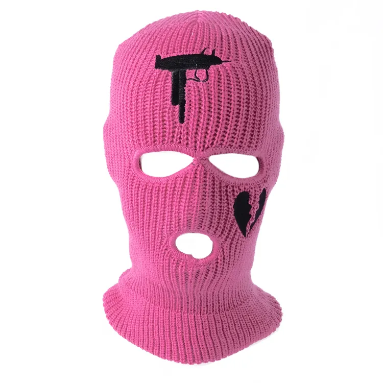 rose red knitted balaclava