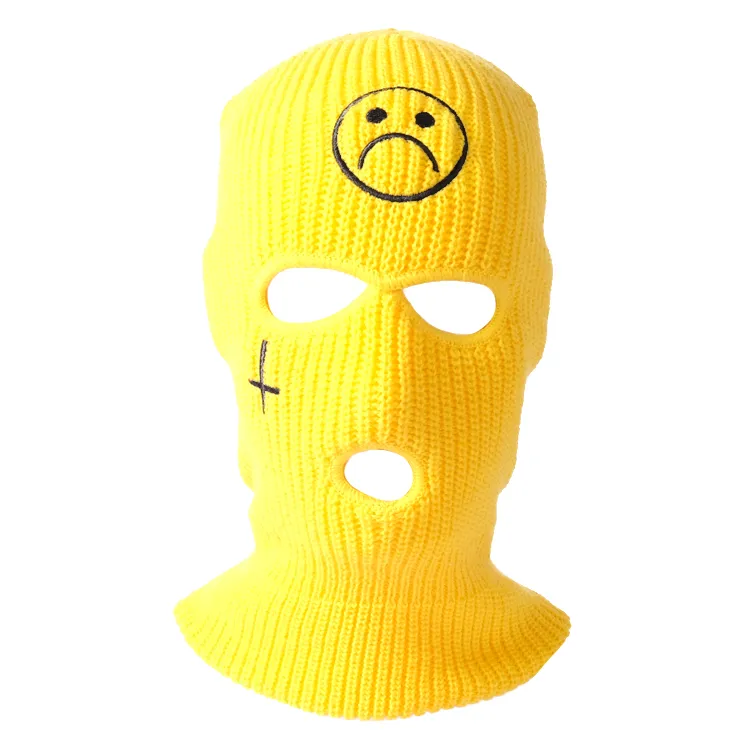 yellow knitted balaclava