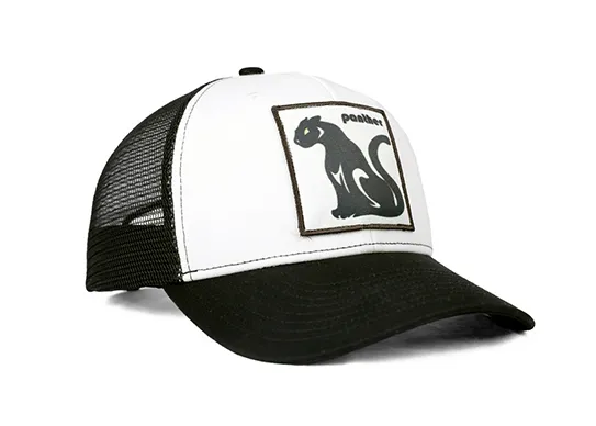 black and white trucker hats with animals