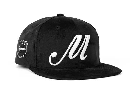 black suede snapback hat