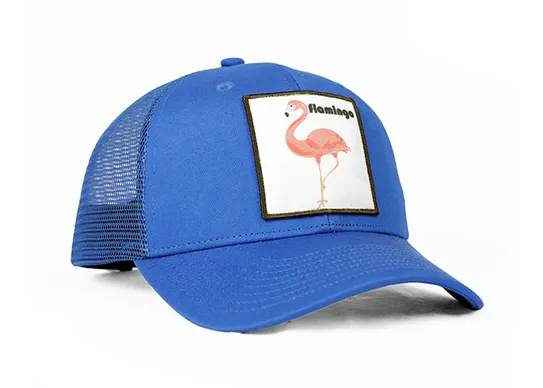 blue animal print trucker hats