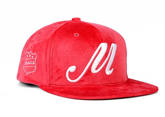 red suede snapback hat
