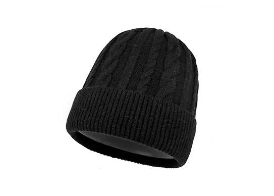 black cable beanie