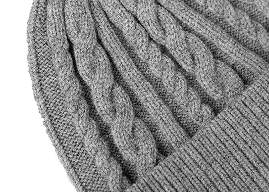 Grey Cable Knit Scarf Hat & Gloves Set