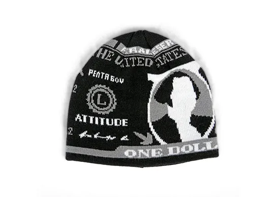 black jacquard beanie