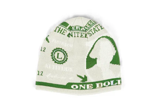 green jacquard beanie