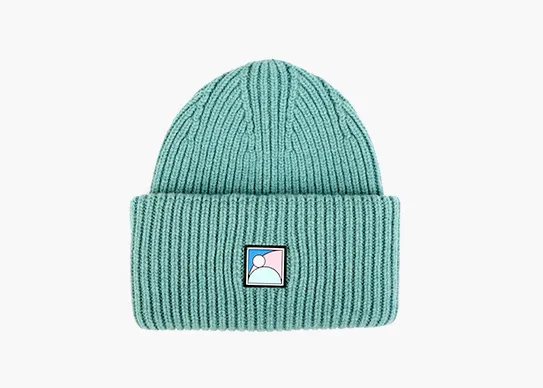 blue green merino wool beanie