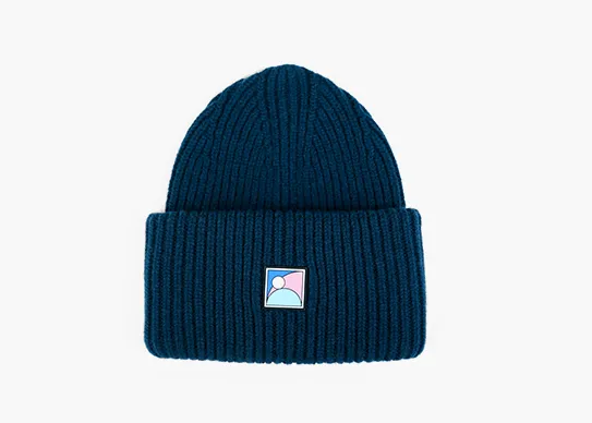 blue merino wool beanie