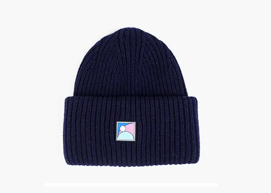 navy merino wool beanie