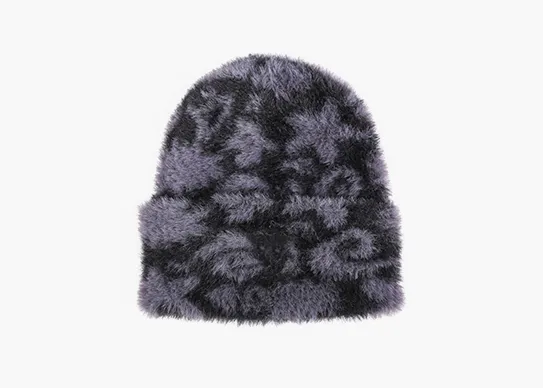 black mink fur beanie