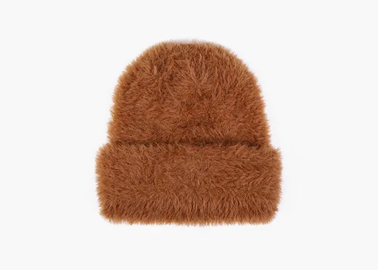 caramel mink fur beanie