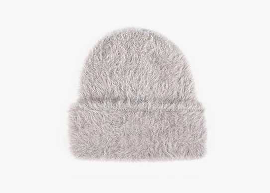 light grey mink fur beanie