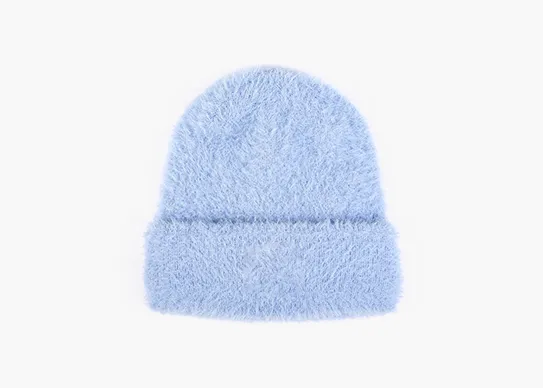 ocean blue mink fur beanie