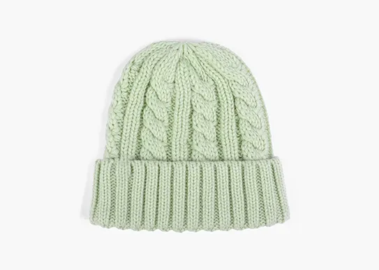 light green knitting beanie