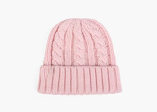 light pink knitting beanie