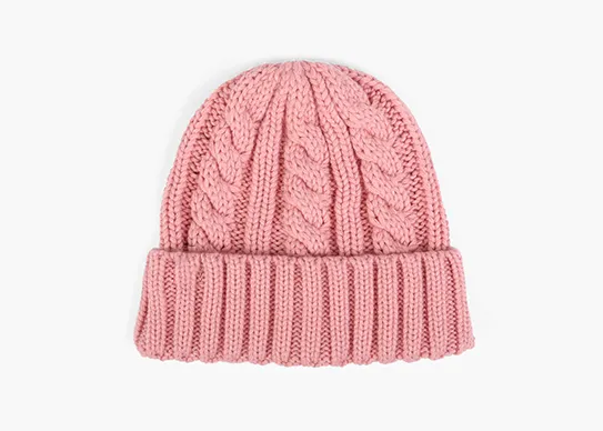 pink knitting beanie