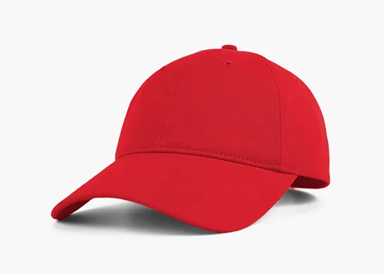 red unstructured dad hat