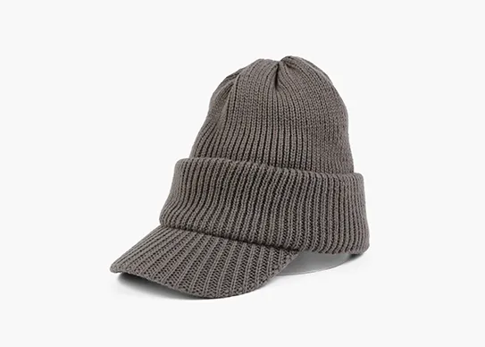 dark grey custom unisex cuffed beanie with visor