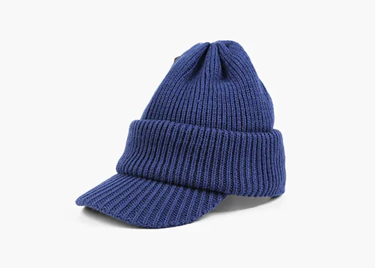 navy unisex cuffed beanie with visor