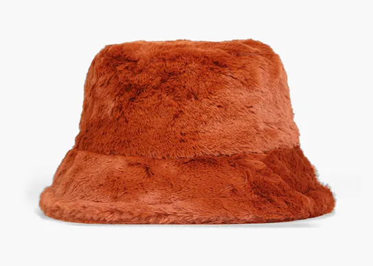 brown fuzzy bucket hat