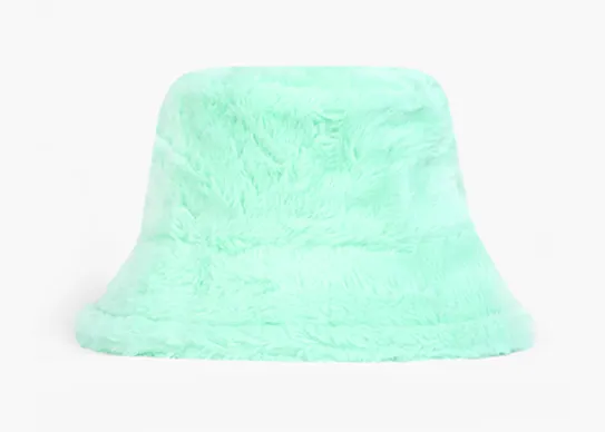 mint green fuzzy bucket hat