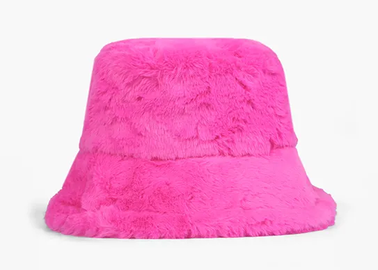 peach pink fuzzy bucket hat