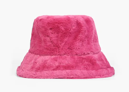 plum fuzzy bucket hat