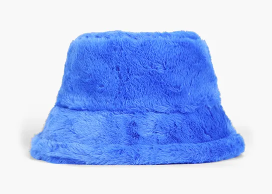 royal blue fuzzy bucket hat
