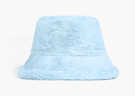 sky blue fuzzy bucket hat
