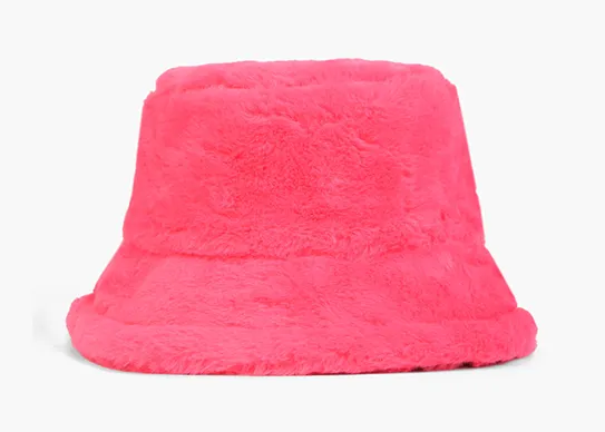 water melon red fuzzy bucket hat