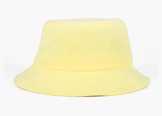 beige terry towel bucket hat