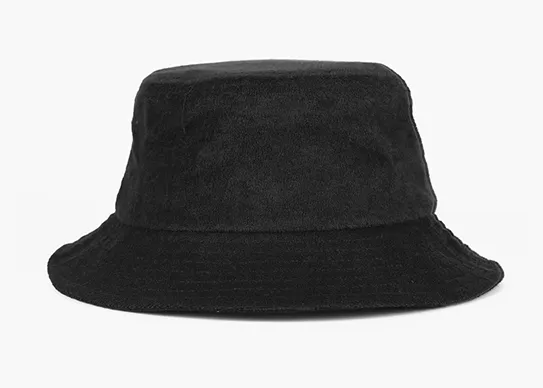 black terry towel bucket hat