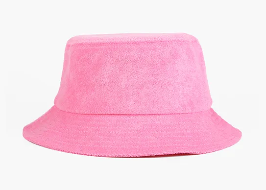 bright pink terry towel bucket hat