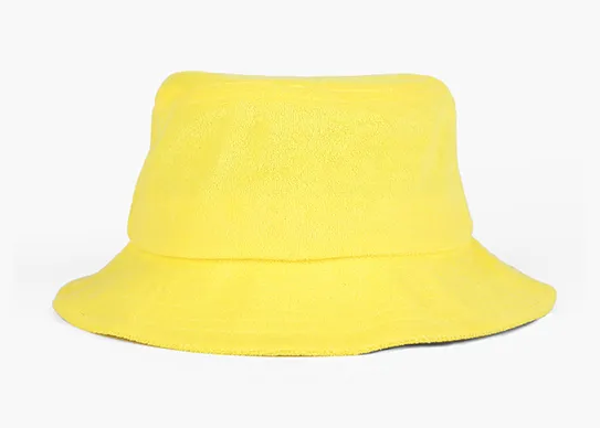 bright yellow terry towel bucket hat