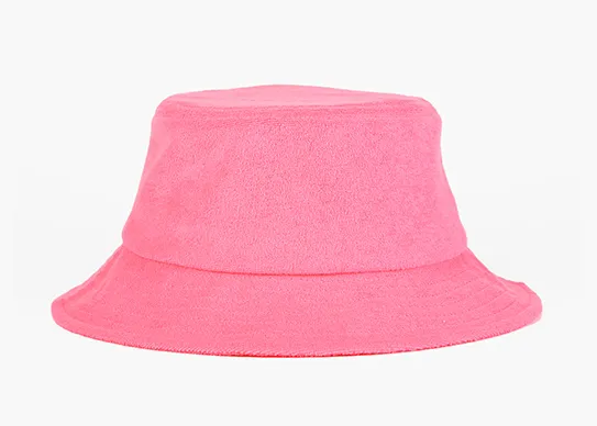 dark pink terry towel bucket hat