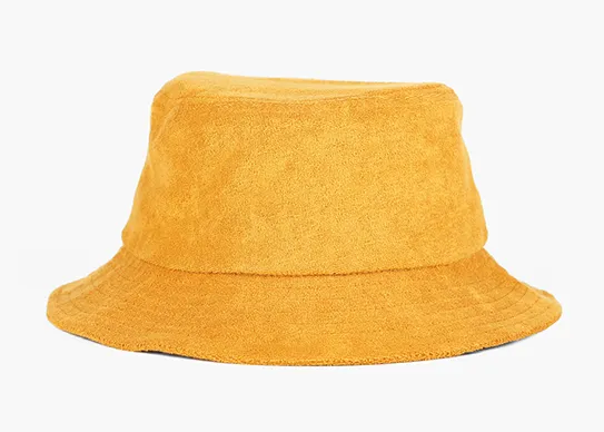 dark yellow terry towel bucket hat