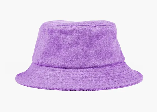 purple terry towel bucket hat