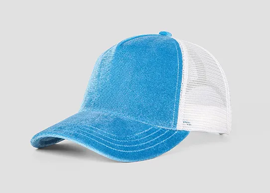 blue velvet trucker hat