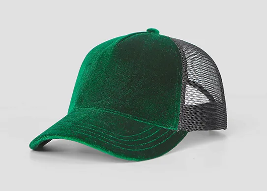 dark green velvet trucker hat