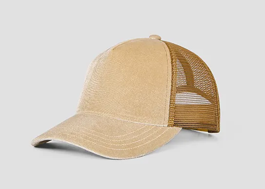 light coffee velvet trucker hat