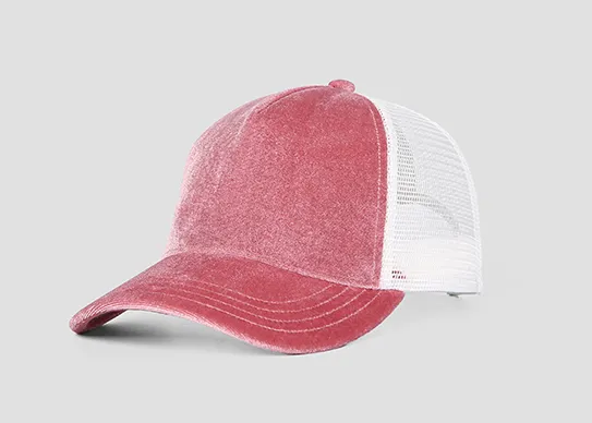 pink velvet trucker hat