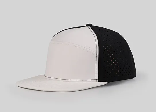 white and black water repellent hat
