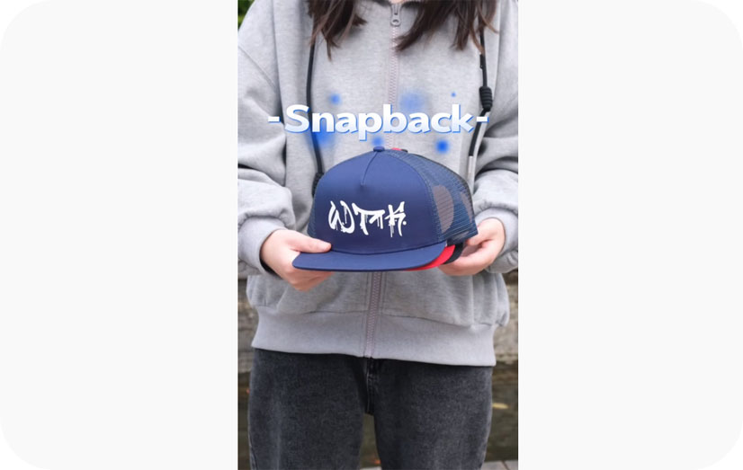 Display Video of Custom 5 Panel Black Mesh Back Snapback Hats Caps