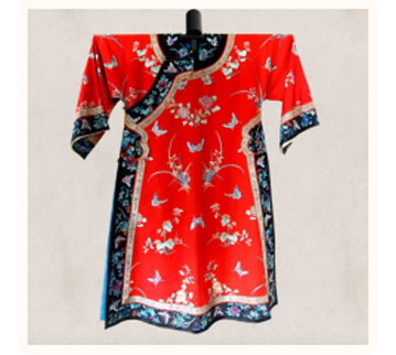 Red Silk-embroidered Floral Butterfly Pattern Cloak