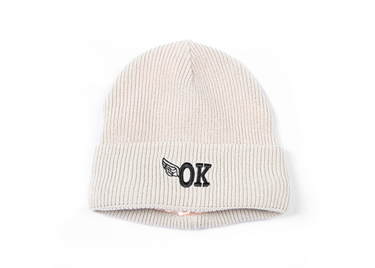 white beanie hat