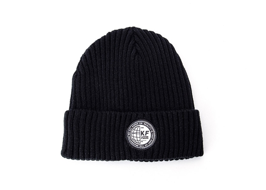 black fleece line beanie